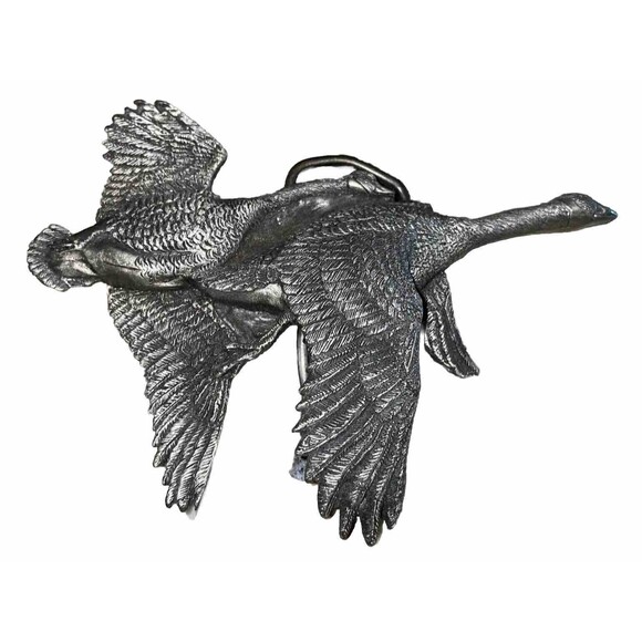 Vintage VineGarroon Foundries Belt Buckle Geese Flying Fine Pewter 1970 - Picture 1 of 8